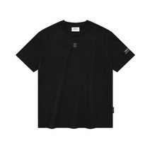 BEENTRILL 스타 해시태그 컴포트핏 반팔 티셔츠 블랙