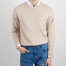 스타일에스 IT 남자 오버핏 브이넥 무지 니트