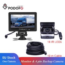 트럭후방카메라 중장비 화물차 후방카메라 Podofo7 인치 자동차 모니터 DC 12V24V 4 핀 IR 야간 투시경 후면보기 카메라 가이드 라인 없음 버스 트럭 RV 캐러밴 트레일