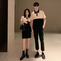 빈티지 세미 신혼여행커플룩 데일리 환절기 사계절 원피스 패션 시밀러룩 봄