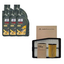 소나타 DN8 하이브리드 훅스 플렉스 5 0W20(5L)/SP 순정 필터 엔진오일세트 2J000-L5100, 5000ml