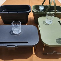 철수캠핑 캠핑 피크닉 접이식 바구니 테이블, 블랙