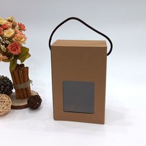 긴 사각 손잡이 끈 투명창 크라프트지 크레프트지 투명창문형 선물상자 선물박스 여자 남자 친구 생일 크리스마스 단체 연말 선물 상자 케이스 박스 1개, 끈손잡이 투명창 선물상자 1개