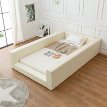 미코퍼니처 단독형 카밀라 저상형 침대, Q_아이보리, 양쪽가드형, 독립볼라텍스매트