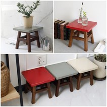 하이비비 엔틱 인테리어 심플 디자인 레인트리 사각 빈티지 스타일 원목 미니스툴, 레드