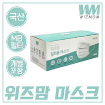 위즈맘 3중구조 일회용마스크 50매/SET(화이트/대형)