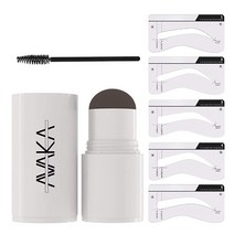 미디엄 브라운 리필 | AVAKA 브로우 스탬프 아이브로우 1단계 여성 및 남성용 파우더 수염 헤어라인 파우더(스텐실 + 키트 미포함, DARK BROWN KIT