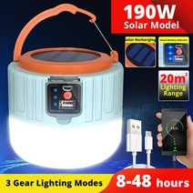 280W 태양광 LED 캠핑 라이트 텐트 램프 USB 충전식 전구 휴대용 랜턴 비상 수리 조명 W 손전등, 02 190W Solar no Remote, 02 80W Solar no Remote