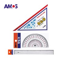 AMOS 각도기 삼각자 일반형 방안직자 30cm 세트, 1세트