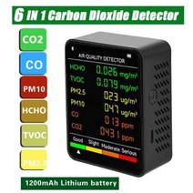 에어 모니터 6In 1 PM2.5 PM10 HCHO TVOC CO 다기능 대기 오염 감지기 이산화탄소 포름 알데히드 모니터 LC, CHINA, 6 in 1 Black