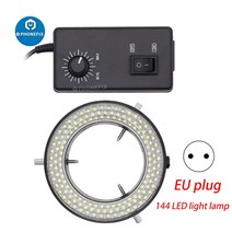산업용 스테레오 줌 현미경 144 LED USB 조절 링 라이트 일루미네이터 램프 카메라 확대경 100V-240V, 01 브라운