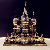 3D 메탈 퍼즐 노트르담 대성당 모형 스마트 입체퍼즐 건축물, 실버와시리 성당+공구+더스트커버+램프, 1개