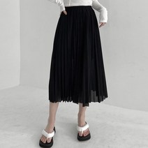즈본 여자 플리츠 롱스커트 봄여름 시원한 하늘 하늘 A라인 주름 치마