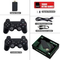 아케이드스틱 비디오 게임 스틱 콘솔 2.4G 더블 무선 컨트롤러 4K 10000 64GB 레트로 PS1 GBA 크리스마스, 64G 10000games, 01 64G 10000games