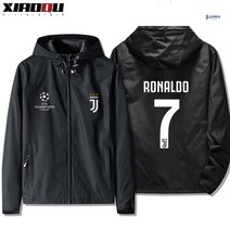 유벤투스 바람막이 자켓 점퍼 축구 재킷 통기성 남성용 긴팔 빅사이즈, 블랙1