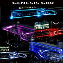 ArtX 제네시스 G80 USB 5V LED 2단 차량용 무중력테이블 컵홀더 식탁 자동차 선반 핸드폰 거치대 수납용품, 일반형, 포함, 레드