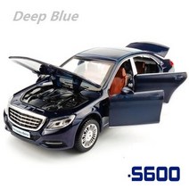 해외직구 벤츠 S600 1:32 럭셔리 다이캐스트 메탈카 / 풀백 사운드 LED 도어오픈 기능 / 모형차 미니어쳐 명차 선물 생일 장식용, Deep Blue