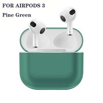 감각적인 에어팟케이스 실리콘 가죽 빈티지 명품 2021 airpods 3용 공식 부드러운 액체 케이스 apple airpods 3용 무선 블루투스 이어폰 보호 케이스 커버, 소나무 녹색, 에어팟 3용