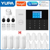 무선 모션 센서 감지기 와이파이 GSM 홈 보안 경보 투야 스마트 도난 알렉사 및 구글 다채로운 LCD 인치, 없음, 3.H - AU 플러그