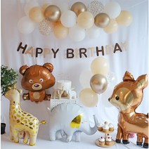 생일파티용품 동물 풍선 세트 사슴 코끼리 기린, 클라우드세트