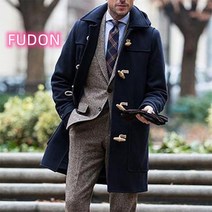 남성 후드 떡볶이 단추 모직 오버핏 더플코트 정장 하프코트 더블코트 Esyuse 증정