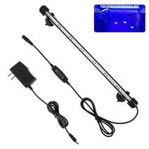 IKefe 38.1cm(15인치) 화이트 & 블루 수중 LED 수족관 어항 조명 타이머 포함 / 조도 조절 가능한 수중 어항 수족관 LED 조명 설비 해수 담수 물고기 식물 성