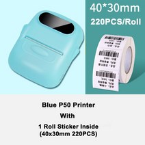 바코드출력기 바코드프린터 바코드기계 끼움라벨제작 케어라벨프린터 MarkLife-휴대용 미니 감열식 바코드, 02 Blue with 1 Roll