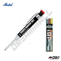 [MARKAL] 마칼 산업용샤프/TRADES MARKER DRY/철판 유리 코크리트 플라스틱등에 사용가능, 샤프심6개입/흑연