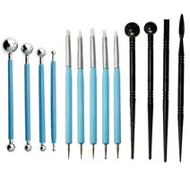 13pcs 폴리머 모델링 클레이 스컬 프팅 도구 도팅 펜 실리콘 팁 볼 스타일러스 케이크 퐁당 장식과 네일 아트의 경우도 설정 도자기 세라믹 점토 들여 쓰기 도구, 하나, 보여진 바와 같이