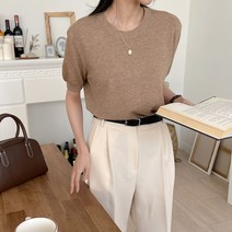 수맘 수엠W 여성 무지 라운드넥 S020 이브R반팔니트