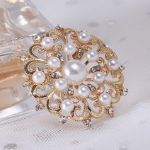 패션 큐빅진주 브로치_1p 포인트 액세서리 원형핀배지