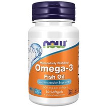 NOW 보충제 오메가-3 180 EPA / 120 DHA 분자 증류 심혈관 지원* 소프트젤 30개 207590, 30 Count (Pack of 1)
