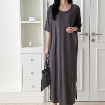 [스위트플러스] 임부복 반팔 나그랑 박시 보들스판 롱 임산부 원피스