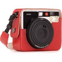 MegaGear Leica Sofort Instant Ever Ready (에버 레이디) 가죽 카메라 케이스 스트랩 첨부, 04 레드