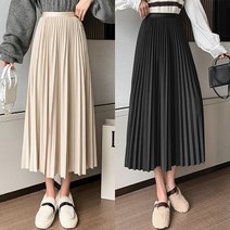 은은한 광택 주름 플리츠 밴딩 롱스커트 6컬러