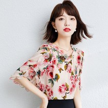 유럽 여름 쉬폰 셔츠 여성 디자인 센스 쁘띠 프렌치 레이스 반팔 블라우스 트렌드