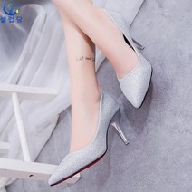 셀럽당 골드 힐 여성 캣츠 굽 드레스 실버 반짝이 파티 크리스털 단화