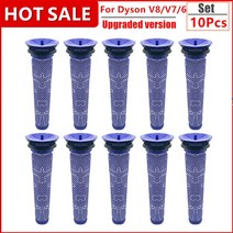 진공 청소기 부품 6 팩 프리 필터 2 HEPA 포스트 교체 호환 가능한 다이슨 호환 V8 및 V7 무선. 안전하고, 14 10pcs