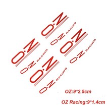 자동차 엠블럼 레터링 로고 마크 뱃지 호환 OZ 레이싱용 자동차 휠 스티커 8 개입, 03 빨간, 8개