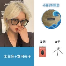남자 장발 통가발 허쉬컷 레이어드컷 남자 남성용 꽁지머리 가발 블랙 브라운 컬러 모발, 1개, 미색 헤어 네트 클립