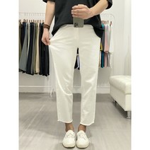 IM 남자 세미와이드 스판 밑단컷팅 9부 화이트진 블랙진