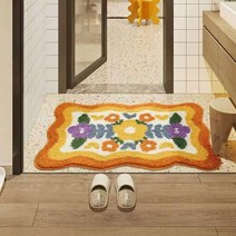 카펫 카페트 매트 러그 욕실 화장실 공부방 바닥 욕실, 04.80x120 cm(흡수 모조 캐시미어), 11.물결 모양의 오렌지 꽃