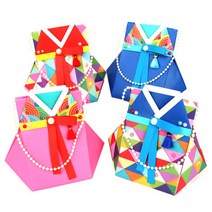 한복복주머니-입체종이접기 5인용, 1.핑크주머니+색동저고리