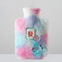 홀치기 염료 플러시 온수 가방 2000ml 고밀도 PVC 따뜻한 병 핸드 워머 커버 랩 주전자 침대 기간 경련 용, 01 pink 850ml