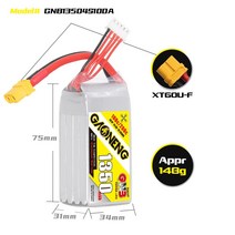 1350mAh 4S 14.8V 100C Traverser 항공기 모형 FPV 리튬 배터리, GNB13504S100A XT60