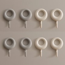 래븐 무타공 라운드 실루엣 감성 인테리어 후크, 그레이+크림8개입, 1세트