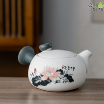 자사호 다관 다기 전통 중국 세트 보이차, 201mL-포함-300mL-포함, 눈꽃가루연꽃 옆손잡이 주전자