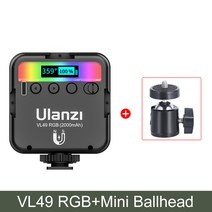 스테디 캠 카메라 봉 모노포드 삼발이 UlanziL9 RGB 풀 컬러 LED 비디오, 02 With Mini Ballhead