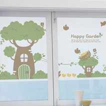 뭉키데코 문 스티커 안개 사는행복나무_B01_W90xH120cm 불투명 2W8F439E, 1개