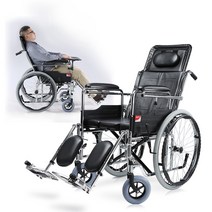 눕는휠체어 침대형 접이식 노인 장애인 화장실 환자, H009B 리어브레이크 세미 라잉 솔리드타이어